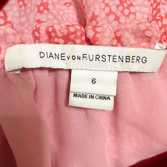 Diane Von Furstenberg Parry Printed 100% Silk Sarasa Coral Short Dress Women’s 6 - Picture 12 of 12